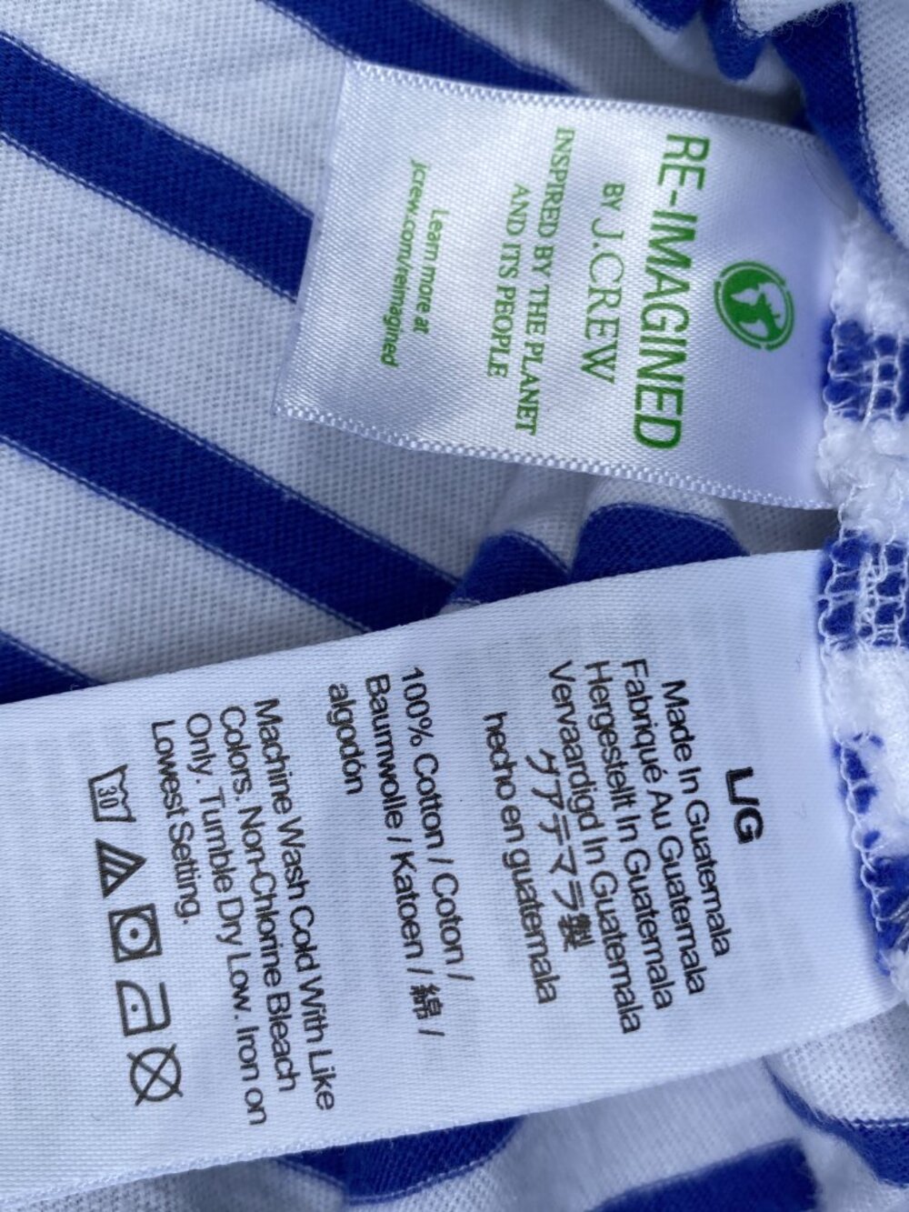 Large J Crew royal blue and white t-shirt with cute puff sleeves - Picture 4 of 4